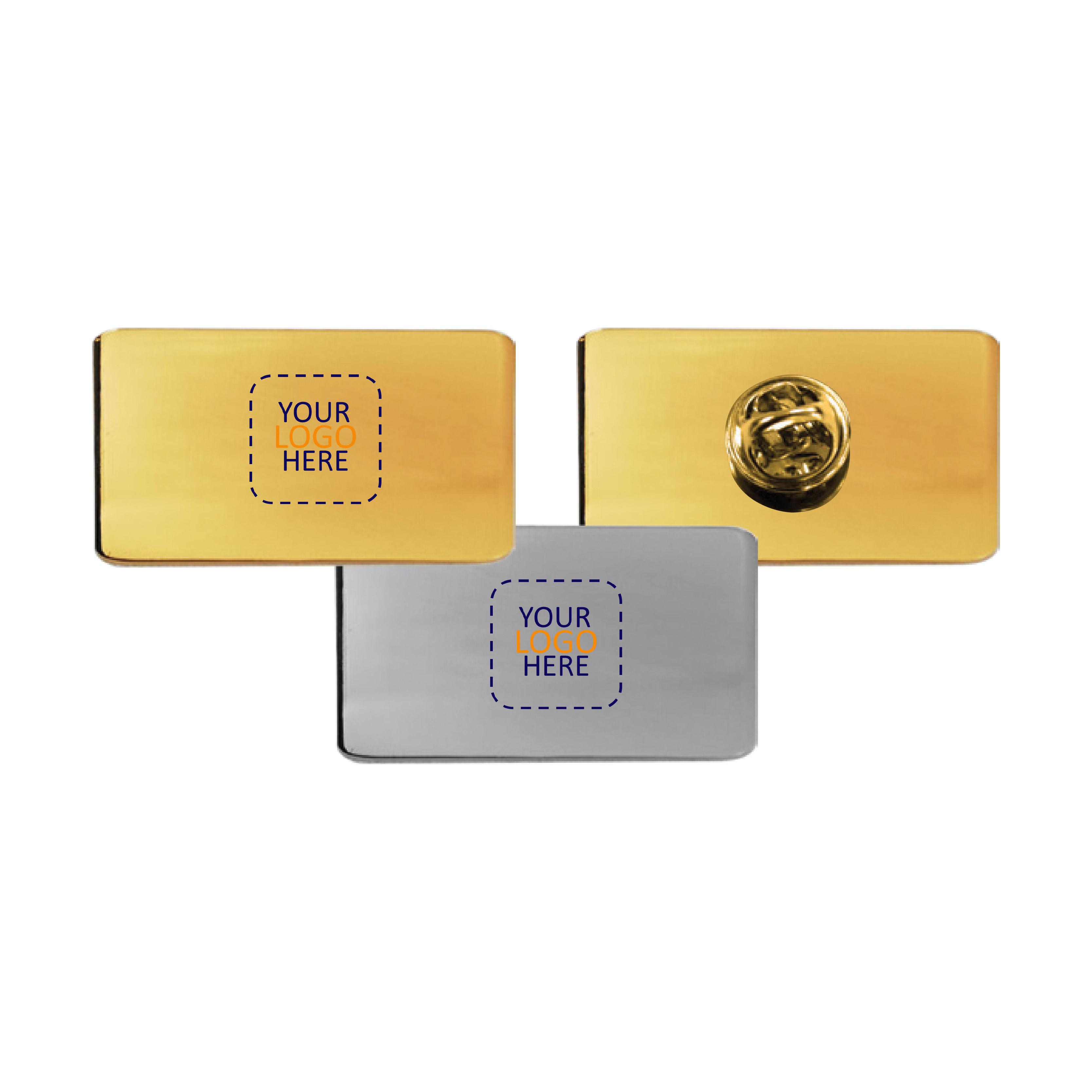 Rectangular Shaped Metal Badges With Logo